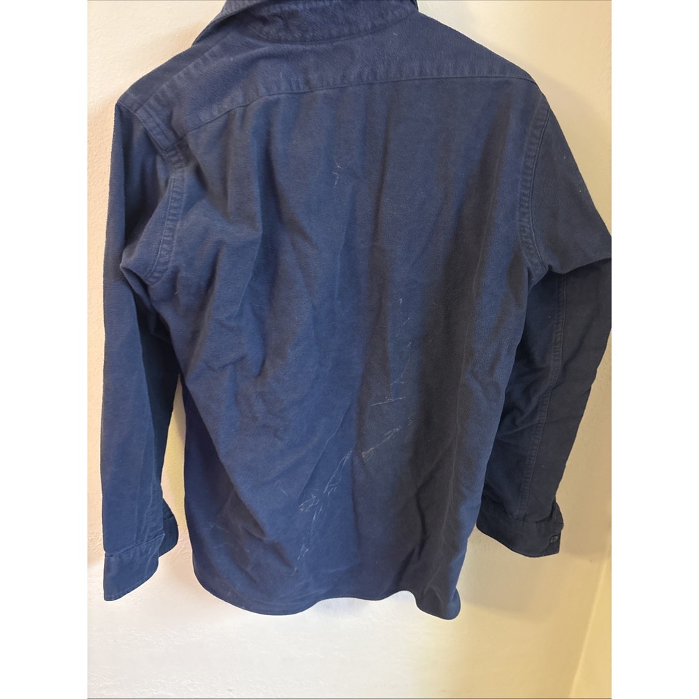 L.L.Bean Chamois Cloth Shirt Mens 16 XL Navy Blue Made in USA Workwear Cotton - Picture 9 of 11